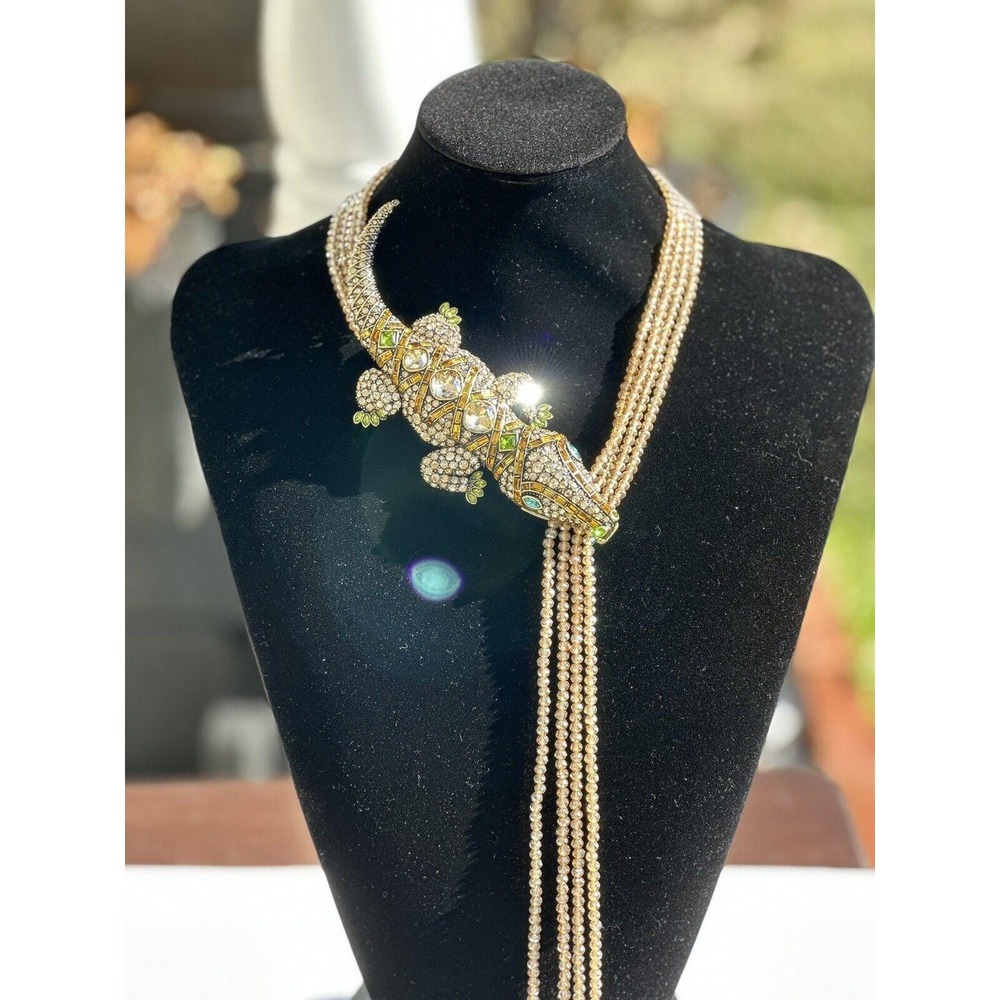 Heidi Daus‎ Alligator Garden Crystal 4 Strand Beaded Alligator Necklace